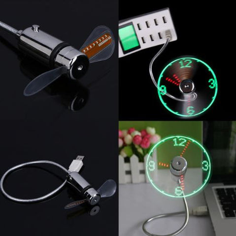 Hot selling USB Mini Flexible Time LED Clock Fan with LED Light - Cool Gadget Wholesale